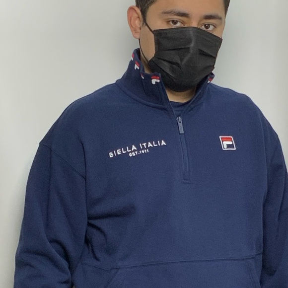 Men's Fila Navy 1/2 Zip Pullover Track Jacket - Picture 2 of 2